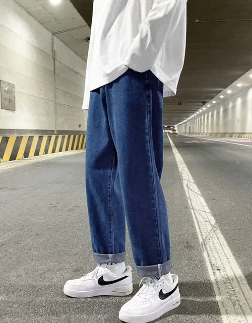 Load image into Gallery viewer, Autumn Korean Fashion Drawstring Y2K Jeans Homme Classic Baggy Straight Wide Leg Pants 2023 New Hip Hop Streetwear Casual Jean