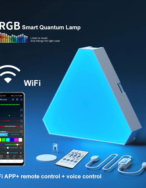 Load image into Gallery viewer, LED Triangular Quantum Lamp RGB Wall Lamp Smart Pickup Rhythm Background Light for Bedroom Bedside Night Light Office Decoration