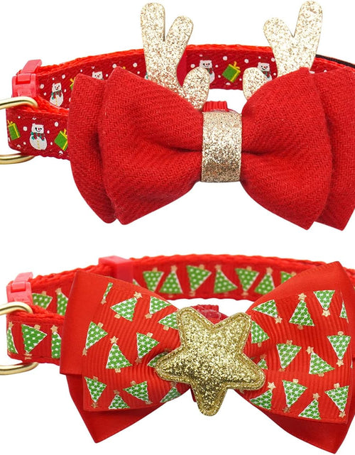 Load image into Gallery viewer, 2Pack Halloween/Christmas Cat Collar with Bell Quick Release Safe Buckle Festival Breakaway Cat Collars with Bowtie Size Adjustable from 8" - 12"