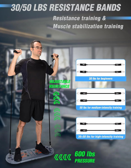 Load image into Gallery viewer, Home Workout Equipment to Help Achieve Fitness Goals, 27-In-1 Portable Gym Exercise Equipment with Compact Push-Up Board, Resistance Bands, Ab Roller Wheel, and Pilates Bar