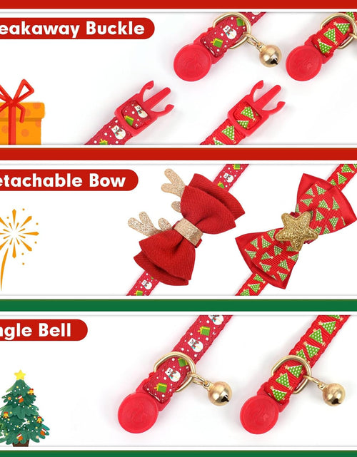 Load image into Gallery viewer, 2Pack Halloween/Christmas Cat Collar with Bell Quick Release Safe Buckle Festival Breakaway Cat Collars with Bowtie Size Adjustable from 8" - 12"