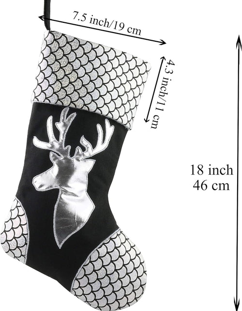 Load image into Gallery viewer, 18'' Luxury Gold Christmas Stockings Shiny Bag for Kids, Family, Set of 3,Santa, Snowman, Reindeer