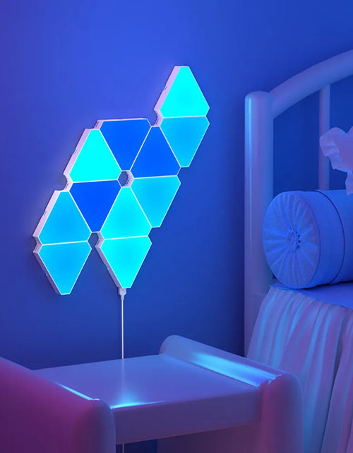 Load image into Gallery viewer, LED Triangular Quantum Lamp RGB Wall Lamp Smart Pickup Rhythm Background Light for Bedroom Bedside Night Light Office Decoration