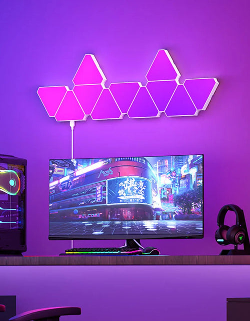 Load image into Gallery viewer, LED Triangular Quantum Lamp RGB Wall Lamp Smart Pickup Rhythm Background Light for Bedroom Bedside Night Light Office Decoration