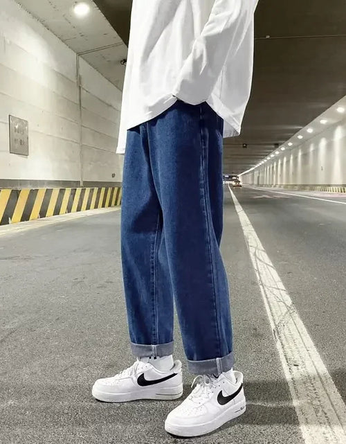 Load image into Gallery viewer, Autumn Korean Fashion Drawstring Y2K Jeans Homme Classic Baggy Straight Wide Leg Pants 2023 New Hip Hop Streetwear Casual Jean