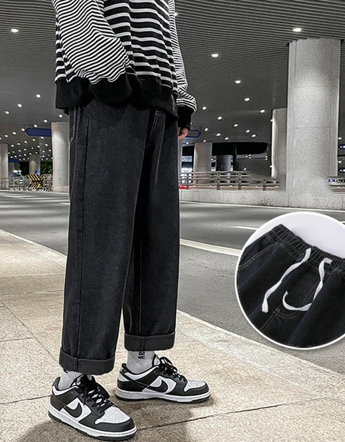 Load image into Gallery viewer, Autumn Korean Fashion Drawstring Y2K Jeans Homme Classic Baggy Straight Wide Leg Pants 2023 New Hip Hop Streetwear Casual Jean