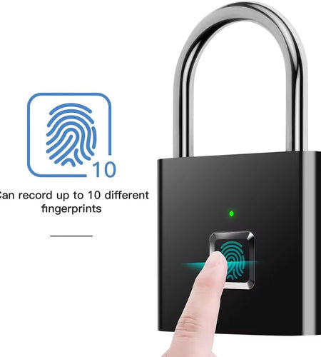 Portable Fingerprint Padlock USB Rechargeable Lithium Battery Waterproof Durable Zinc Alloy Lockbody