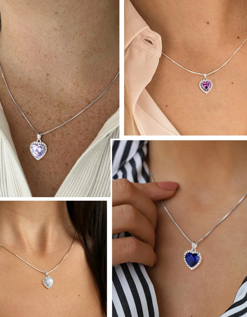 Load image into Gallery viewer, June Birthstone Jewelry Sets Women Alexandrite Heart Jewelry Set Necklace Earrings 925 Sterling Silver Fine Jewelry Girls Birthday Mother&#39;S Day Gifts
