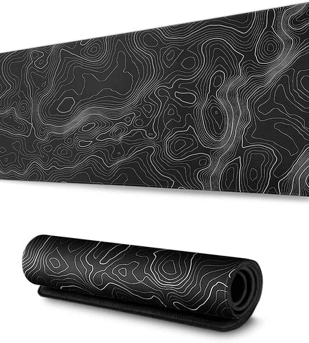 Large Mouse Pad Mat (35X17 In) Extended XXXL Gaming Mouse Pad with Non-Slip Rubber Base,Background Topographic Map Lines Contour Geographic for Gaming Office Laptop Computer Men Women