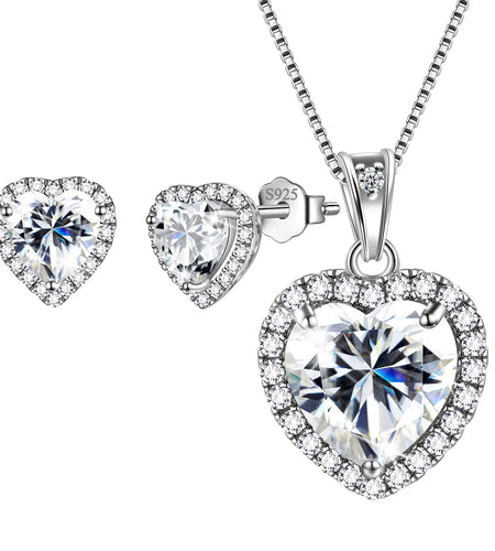 June Birthstone Jewelry Sets Women Alexandrite Heart Jewelry Set Necklace Earrings 925 Sterling Silver Fine Jewelry Girls Birthday Mother'S Day Gifts