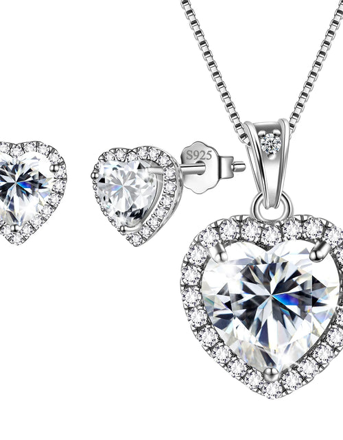 Load image into Gallery viewer, June Birthstone Jewelry Sets Women Alexandrite Heart Jewelry Set Necklace Earrings 925 Sterling Silver Fine Jewelry Girls Birthday Mother&#39;S Day Gifts
