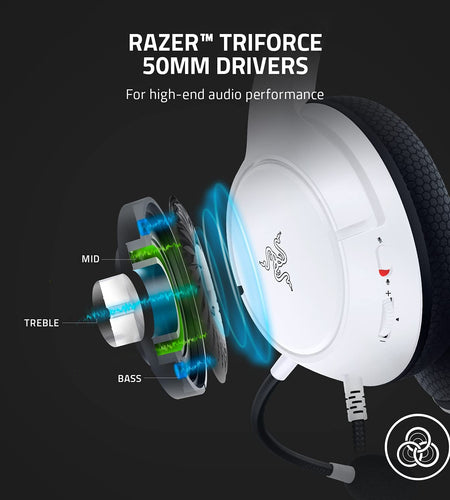 Kaira X Wired Headset for Xbox Series X|S, Xbox One, PC, Mac & Mobile Devices: Triforce 50Mm Drivers - Hyperclear Cardioid Mic - Flowknit Memory Foam Ear Cushions - On-Headset Controls - White