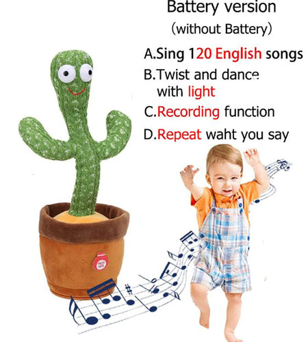 Kids Dancing Talking Cactus Toys Singing Mimicking Recording Repeating What You Say Cactus Plush Toy with 120 Song Dancing Smart
