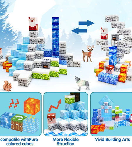 100PCS Magnetic Blocks,Princess Castle Magnetic Tiles,Mine Magnet World,Kids Games Toys for Toddler