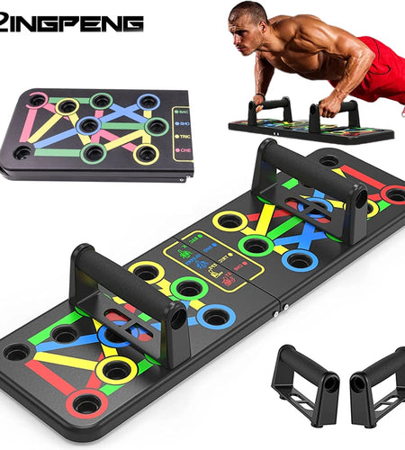 Folding Push-Up Board Chest Expansion Adult Multi-Mode Adjustable with Chest Abdomen Back Partition Core Muscle Exerciser