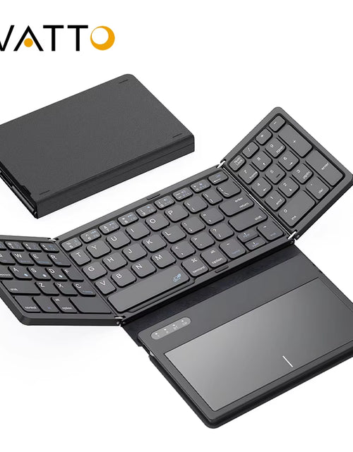 Load image into Gallery viewer, Portable Quadruple Folding Wireless Bluetooth Keyboard with Foldable Touchpad for Windows Android IOS Tablet Ipad Phone
