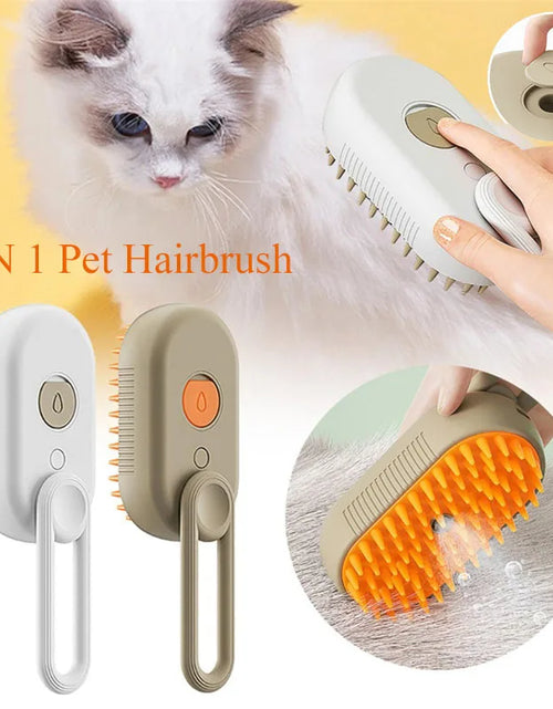 Load image into Gallery viewer, 3 in 1 Pet Electric Steam Brush Cat and Dog Cleaning Spray Massage Grooming Comb Retractable Handle Pet Hair Removal Beautybrush
