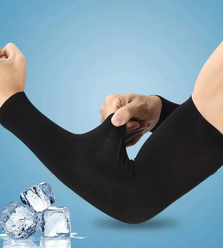 Ice Silk Sports Arm Sleeves Cycling Sun UV Protection Outdoor Travel Running Gym Fitness Cool Summer Arm Sleeves