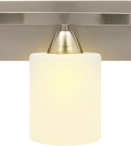 | Bathroom Vanity Light Bar | Interior Bathroom Lighting Fixtures with Modern Glass Shade | Bathroom Lights over Mirror | (Brushed Nickel, 3 Lights, E26 100W LED, Bulbs Not Included)